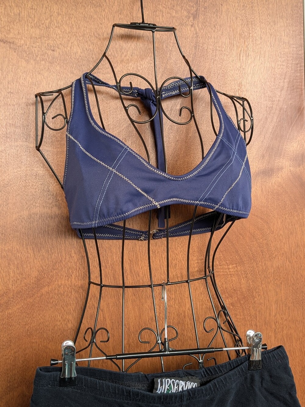 PacSun Navy Blue Halter Tie Bikini Top